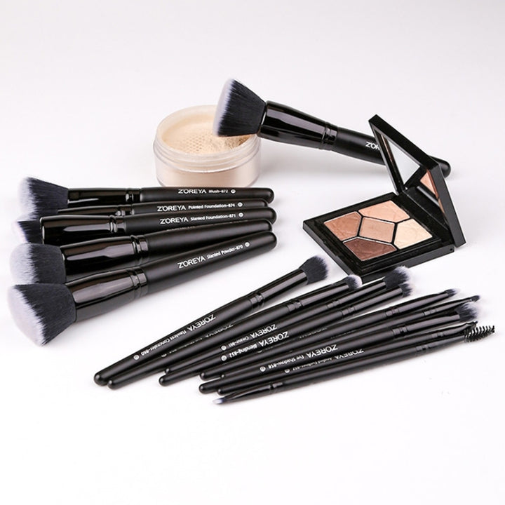 Zoreya Brand Soft Synthetic Bristles Makeup Brush Set Eye Make Up Tools Cruelty Free Black Blending Crease Foundation Brushes