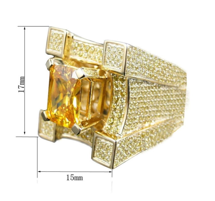 Men Luxurious Microencrusted Zircon Ring, Silver, Gold