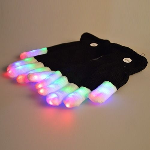 LED Colorful Luminous Performance Gloves Children Gloves, One Pair, About 10 Years Old