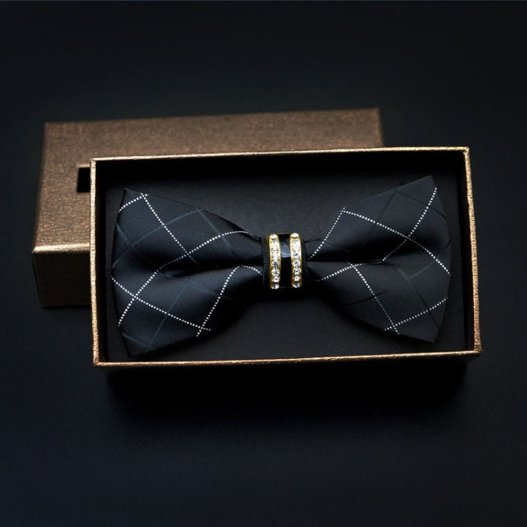 Polyester Yarn Diamond Bow Tie Metal Bow for Men