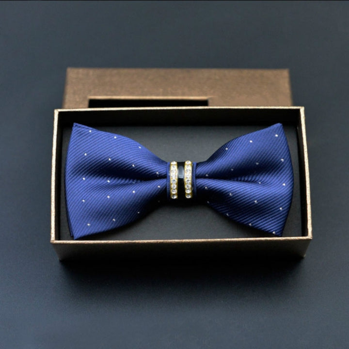 Polyester Yarn Diamond Bow Tie Metal Bow for Men