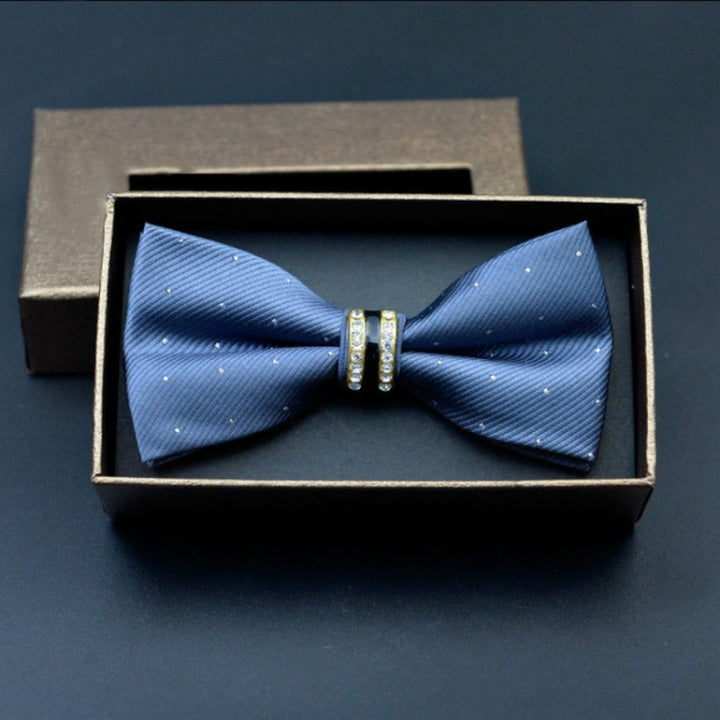 Polyester Yarn Diamond Bow Tie Metal Bow for Men