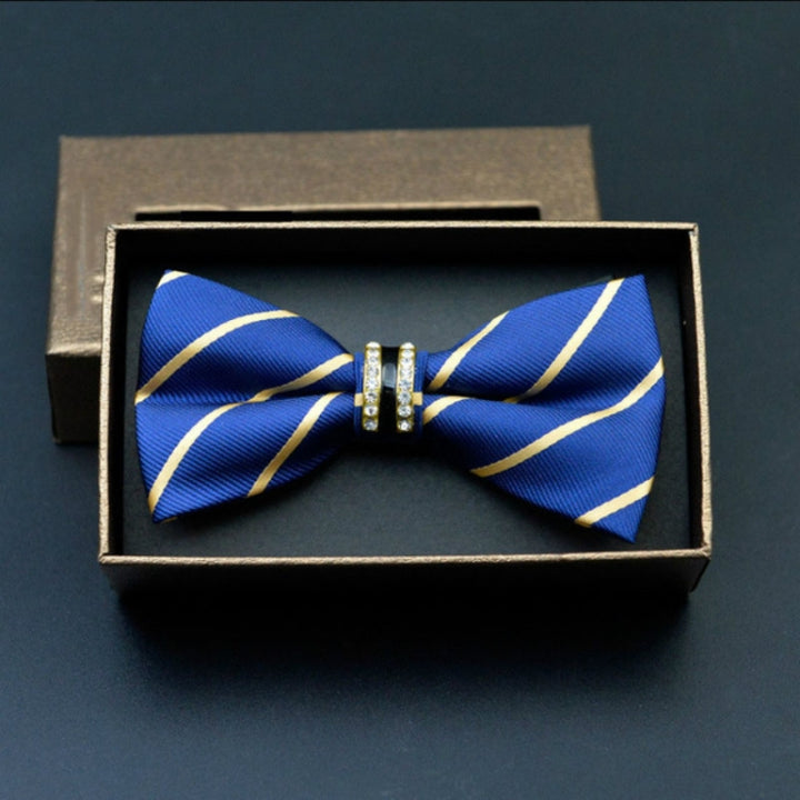 Polyester Yarn Diamond Bow Tie Metal Bow for Men