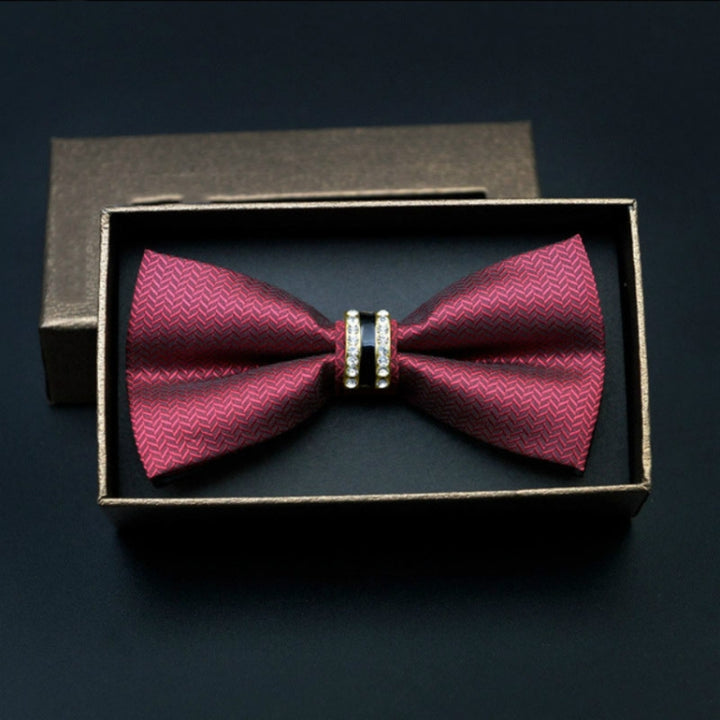 Polyester Yarn Diamond Bow Tie Metal Bow for Men