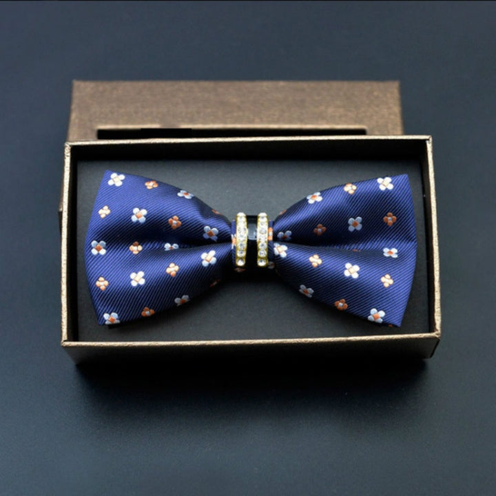 Polyester Yarn Diamond Bow Tie Metal Bow for Men