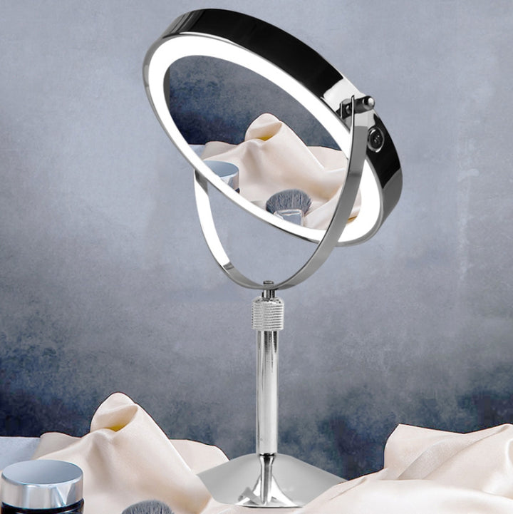 Desktop Double-SidedRound LED Luminous Makeup Mirror Liftable Magnifying Mirror, Plane + 3 Times Magnification(7-inch Battery Model), Plane + 5 Times Magnification(7-inch Battery Model), Plane + 7 Times Magnification(7-inch Battery Model)