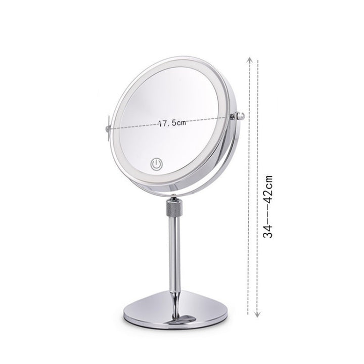 Desktop Double-SidedRound LED Luminous Makeup Mirror Liftable Magnifying Mirror, Plane + 3 Times Magnification(7-inch Battery Model), Plane + 5 Times Magnification(7-inch Battery Model), Plane + 7 Times Magnification(7-inch Battery Model)