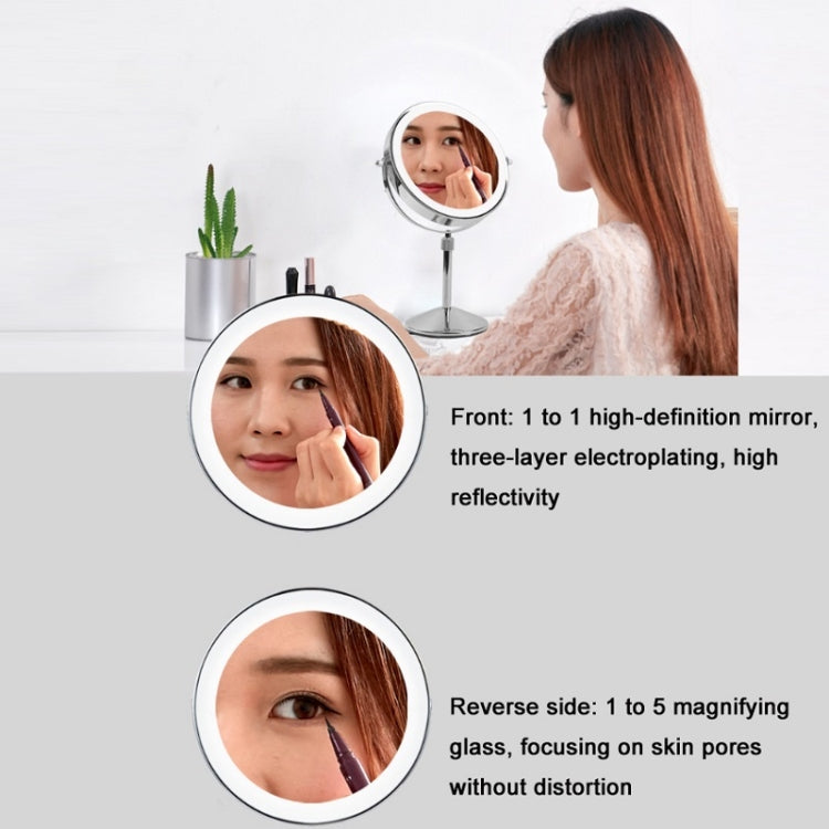 Desktop Double-SidedRound LED Luminous Makeup Mirror Liftable Magnifying Mirror, Plane + 3 Times Magnification(7-inch Battery Model), Plane + 5 Times Magnification(7-inch Battery Model), Plane + 7 Times Magnification(7-inch Battery Model)