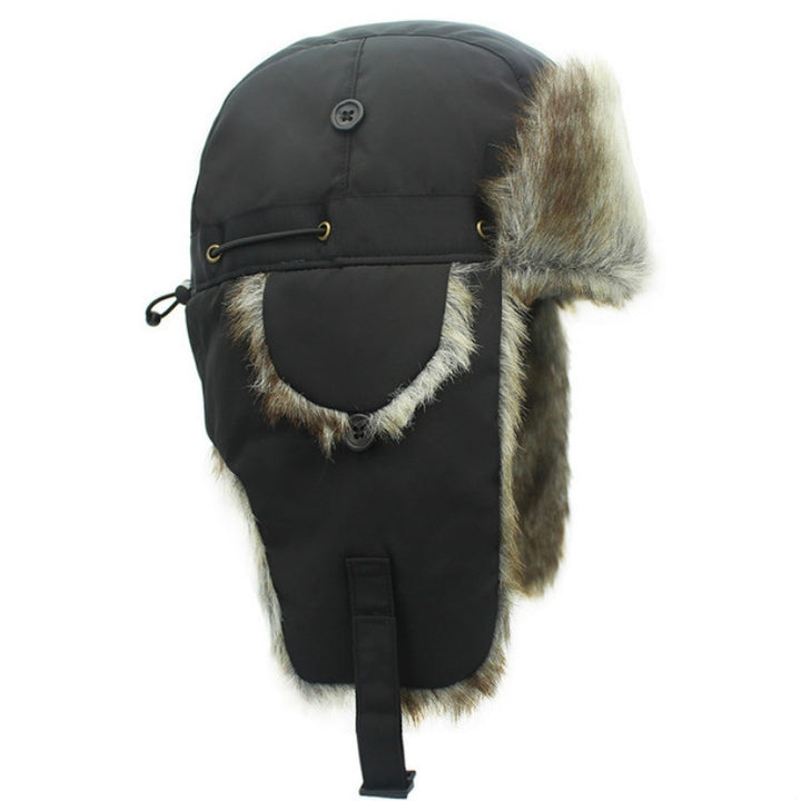 Winter Outdoor Padded Adjustable Head Circumference Ski Hat Warm Ear Protected Cap Flight Hats, Black Black Fur, Black Brown Fur, Dark Blue Black Fur, Dark Blue Brown Fur, Gray Black Fur, Gray Brown Fur, Army Green Black Fur, Army Green Brown Fur