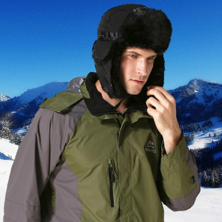 Winter Outdoor Padded Adjustable Head Circumference Ski Hat Warm Ear Protected Cap Flight Hats, Black Black Fur, Black Brown Fur, Dark Blue Black Fur, Dark Blue Brown Fur, Gray Black Fur, Gray Brown Fur, Army Green Black Fur, Army Green Brown Fur