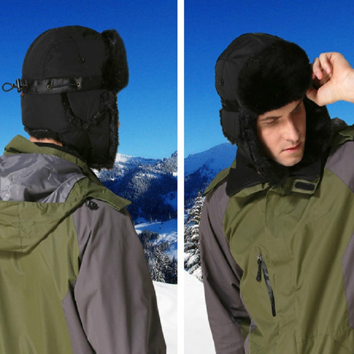 Winter Outdoor Padded Adjustable Head Circumference Ski Hat Warm Ear Protected Cap Flight Hats, Black Black Fur, Black Brown Fur, Dark Blue Black Fur, Dark Blue Brown Fur, Gray Black Fur, Gray Brown Fur, Army Green Black Fur, Army Green Brown Fur