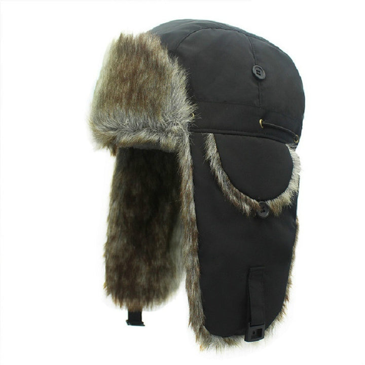 Winter Outdoor Padded Adjustable Head Circumference Ski Hat Warm Ear Protected Cap Flight Hats, Black Black Fur, Black Brown Fur, Dark Blue Black Fur, Dark Blue Brown Fur, Gray Black Fur, Gray Brown Fur, Army Green Black Fur, Army Green Brown Fur