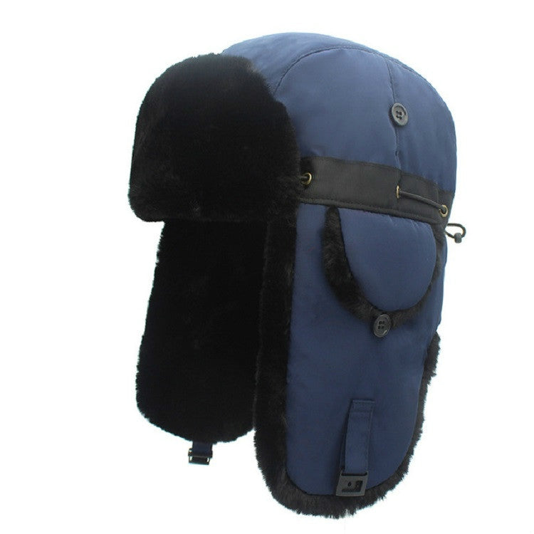 Winter Outdoor Padded Adjustable Head Circumference Ski Hat Warm Ear Protected Cap Flight Hats, Black Black Fur, Black Brown Fur, Dark Blue Black Fur, Dark Blue Brown Fur, Gray Black Fur, Gray Brown Fur, Army Green Black Fur, Army Green Brown Fur