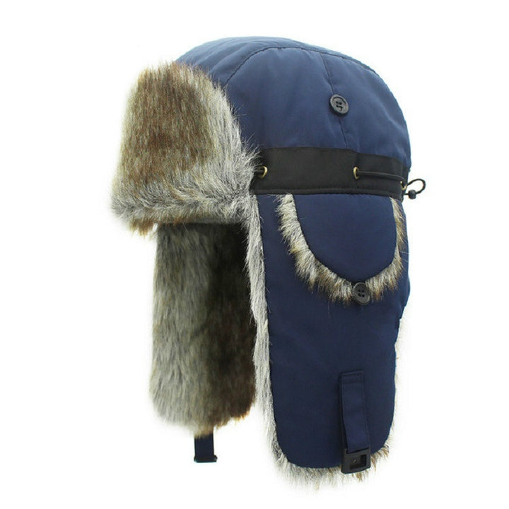 Winter Outdoor Padded Adjustable Head Circumference Ski Hat Warm Ear Protected Cap Flight Hats, Black Black Fur, Black Brown Fur, Dark Blue Black Fur, Dark Blue Brown Fur, Gray Black Fur, Gray Brown Fur, Army Green Black Fur, Army Green Brown Fur