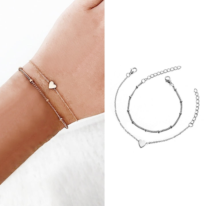 2 Sets Women Minimalist Small Love sharp Link Chain Bracelets, gold, silver