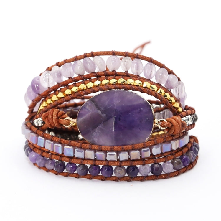 Women Handmade Boho Natural Amethyst Bracelet