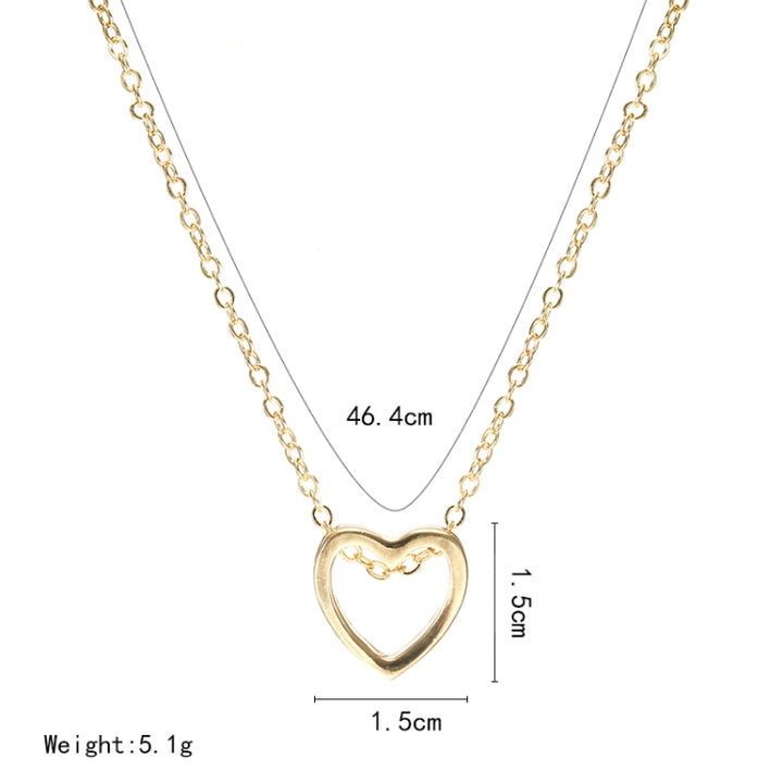 Fashion Necklace Heart Design Hollow Simple Necklace, gold, sliver