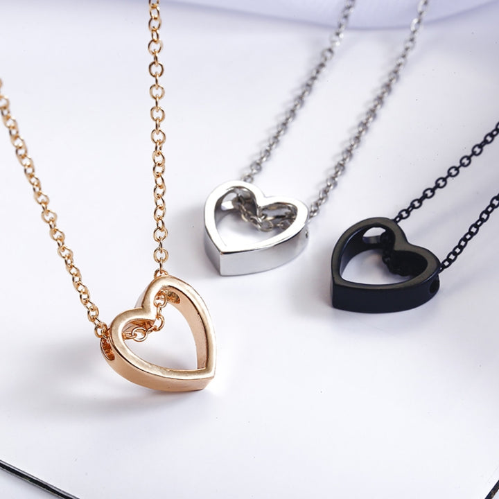 Fashion Necklace Heart Design Hollow Simple Necklace, gold, sliver