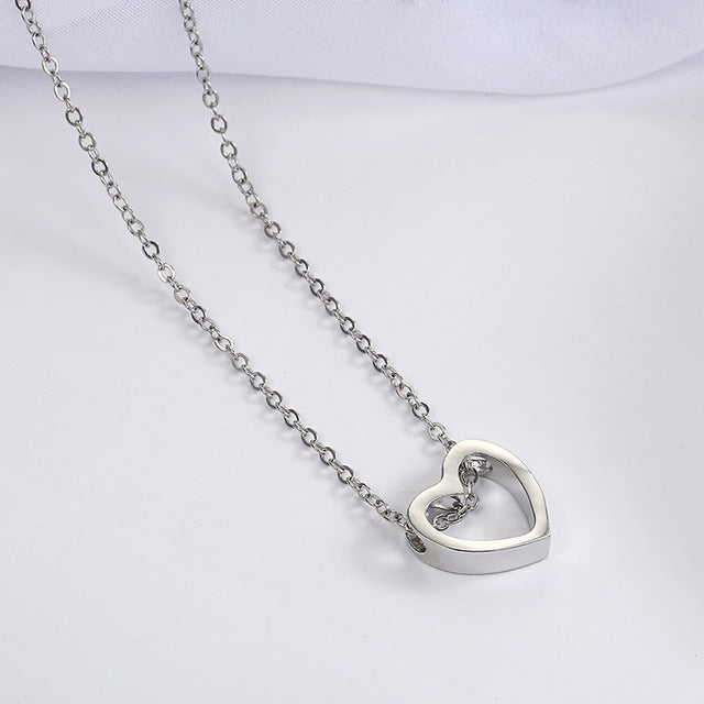 Fashion Necklace Heart Design Hollow Simple Necklace, gold, sliver