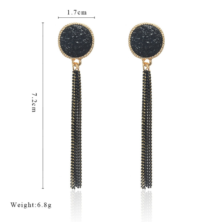 Fashion Black Rhinestone Long Drop Earrings For Women Jewelry