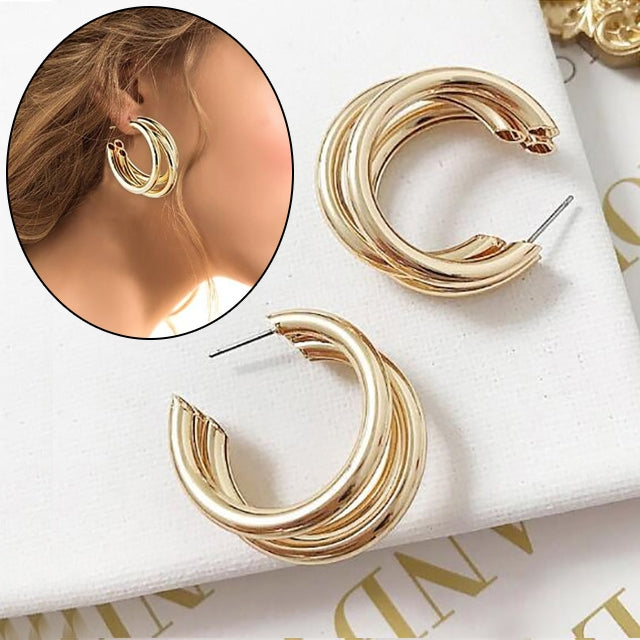 Trendy Round Small Hoop Smooth Earrings Simple Style Charm Earings For Women, golden, Silver