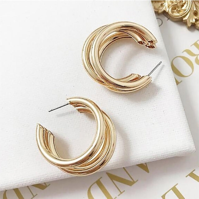 Trendy Round Small Hoop Smooth Earrings Simple Style Charm Earings For Women, golden, Silver