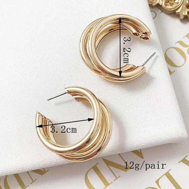 Trendy Round Small Hoop Smooth Earrings Simple Style Charm Earings For Women, golden, Silver