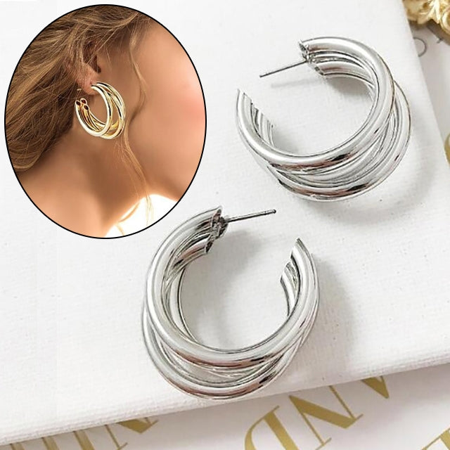 Trendy Round Small Hoop Smooth Earrings Simple Style Charm Earings For Women, golden, Silver