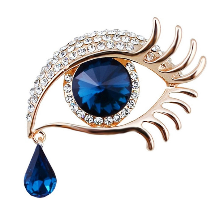 Fashion Angel Tears Brooch Pin Diamond Eyelash Corsage, Golden white diamond blue eyes, Golden white diamonds and black eyes, Silver white diamond blue eyes, Silver and white diamonds