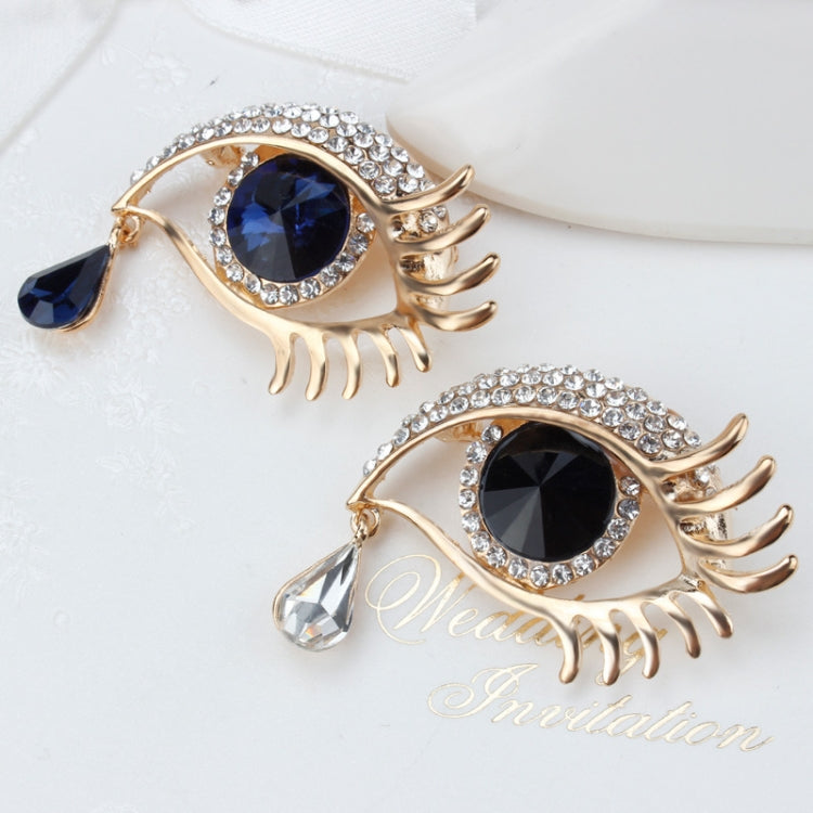 Fashion Angel Tears Brooch Pin Diamond Eyelash Corsage, Golden white diamond blue eyes, Golden white diamonds and black eyes, Silver white diamond blue eyes, Silver and white diamonds