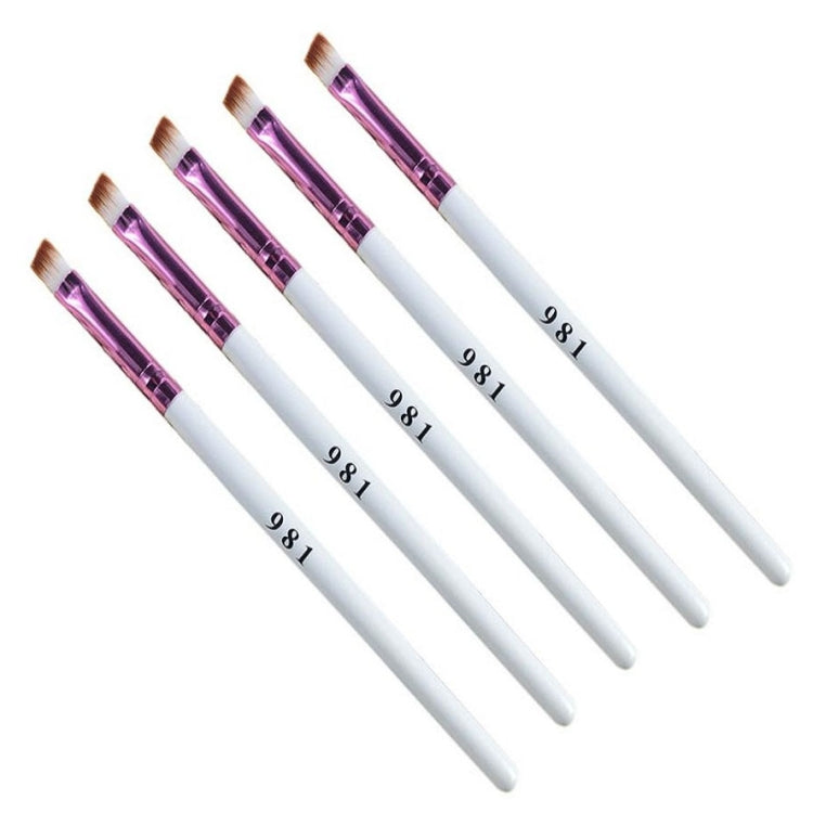 5 PCS White Wooden Handle Beveled Eyebrow Brush Eyebrow Brush Eye Shadow Brush