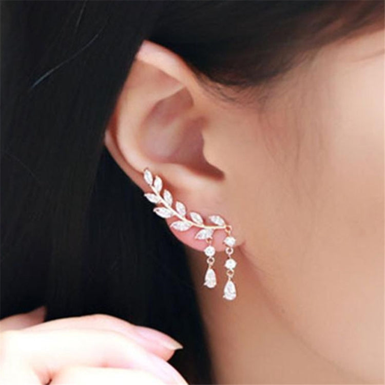 Women Tassel Wing Style Drop Earrings Fashion Cubic Jewelry, Golden color, Silver color