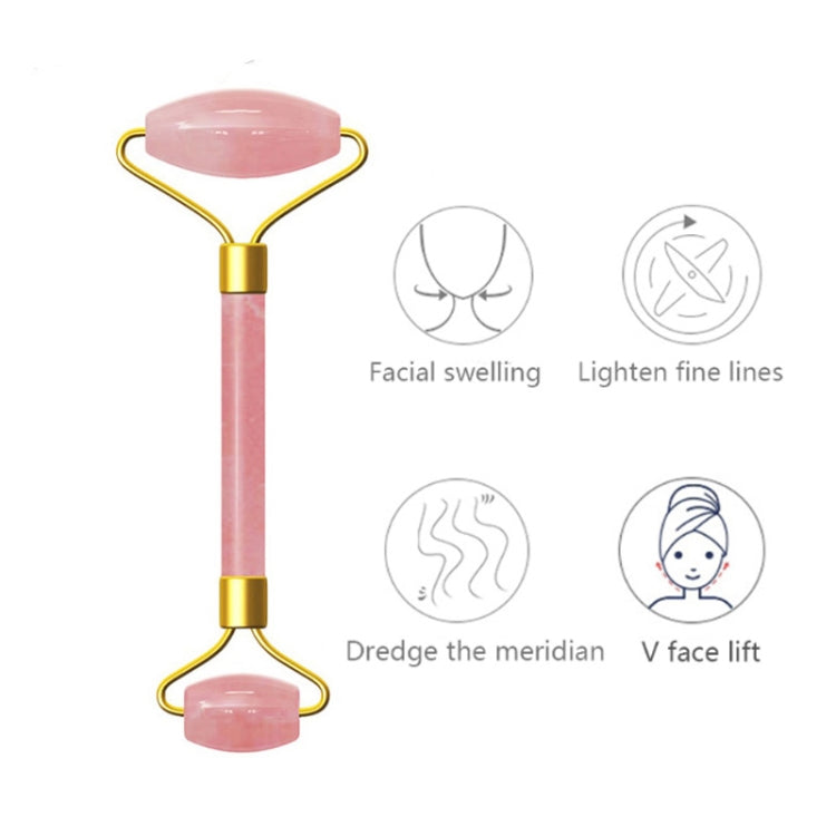 Double Head Massage Roller Natural Rose Crystal Quartz Jade Stone Anti Cellulite Wrinkle Facial Body Beauty Health Tool