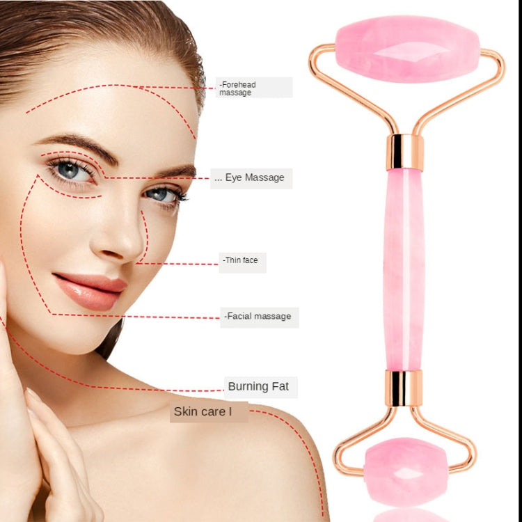 Double Head Massage Roller Natural Rose Crystal Quartz Jade Stone Anti Cellulite Wrinkle Facial Body Beauty Health Tool