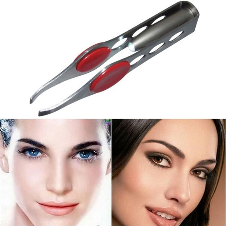 LED with Light Eyebrow Clip Eyebrow Tweezers Four-hole Eyebrow Pliers Beauty Eyebrow Clip Stainless Steel Beauty Tool