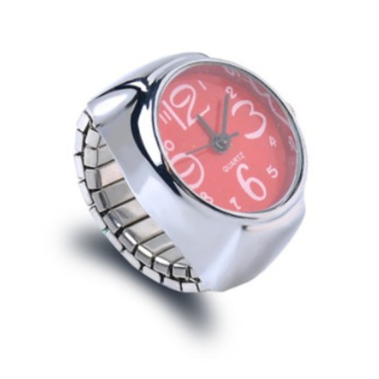 Creative Fashion Alloy Silver Shell Disc Watch Ring, Red, Pink, Blue, Black, Purple