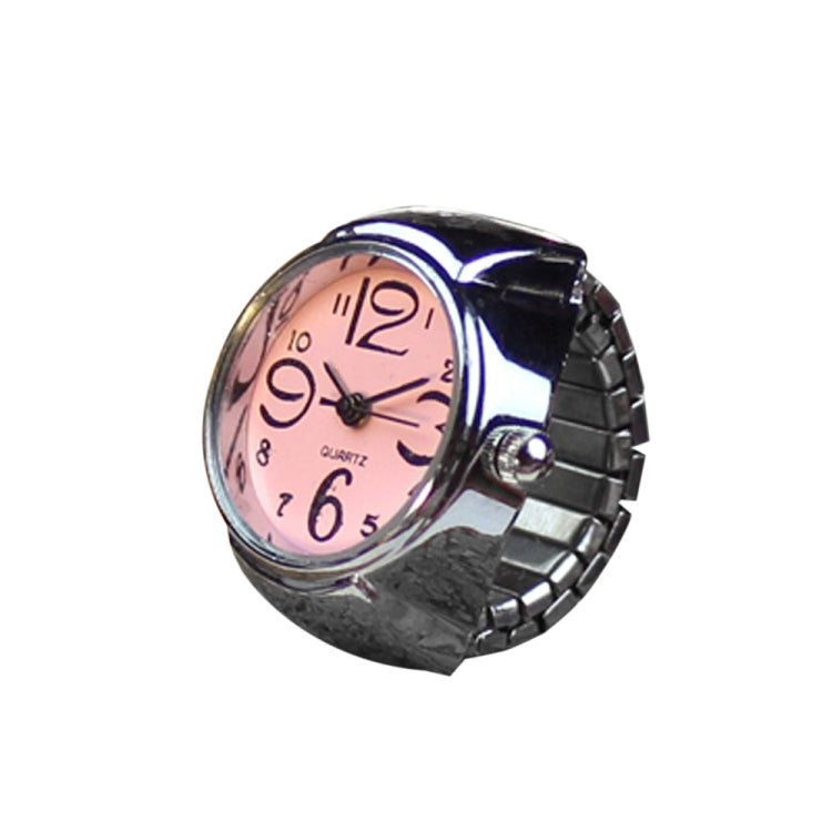 Creative Fashion Alloy Silver Shell Disc Watch Ring, Red, Pink, Blue, Black, Purple