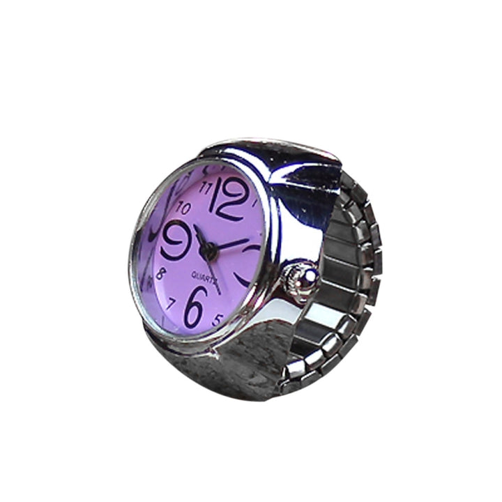 Creative Fashion Alloy Silver Shell Disc Watch Ring, Red, Pink, Blue, Black, Purple