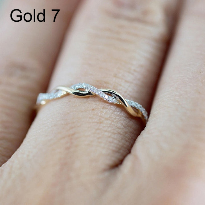 Woman Classical Cubic Zirconia Twist Shape Ring, gold, sliver, rose gold