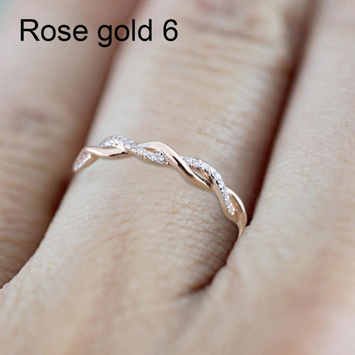 Woman Classical Cubic Zirconia Twist Shape Ring, gold, sliver, rose gold