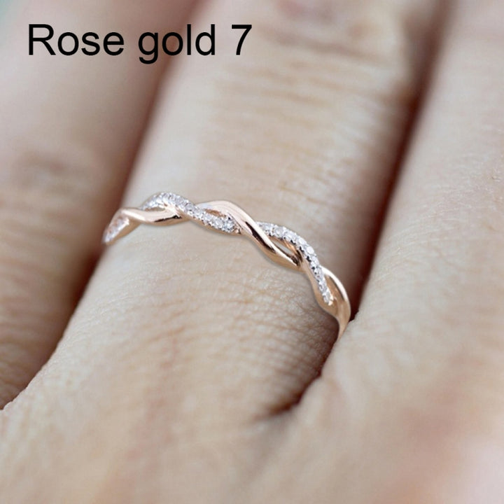 Woman Classical Cubic Zirconia Twist Shape Ring, gold, sliver, rose gold