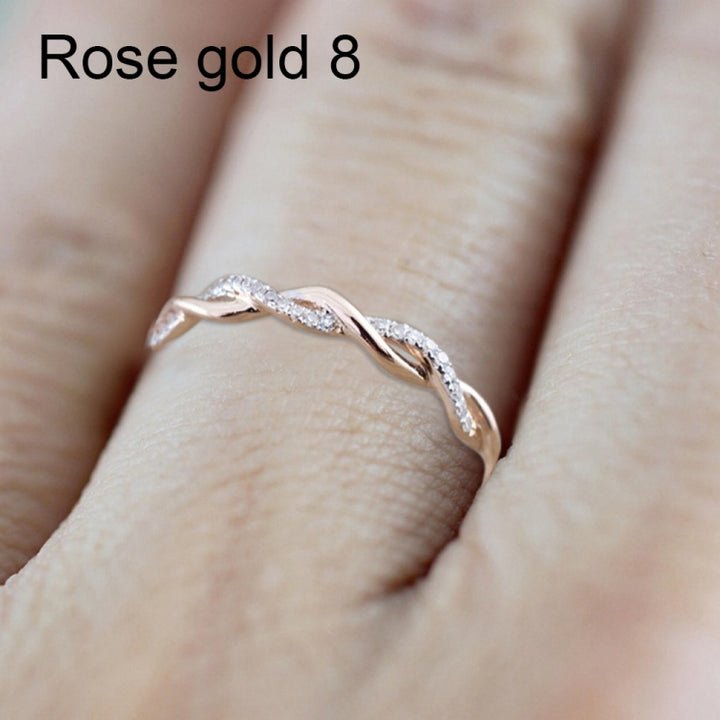 Woman Classical Cubic Zirconia Twist Shape Ring, gold, sliver, rose gold