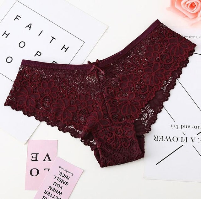 Full Lace Sexy Jacquard Seamless Underwear, One Size