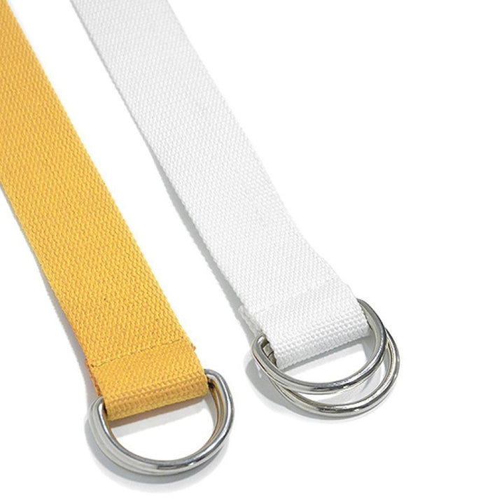 Unisex Canvas Waist Belts Double Rings Buckle Waistband Strap Belts Solid Casual Belt, 105 x 3.2cm