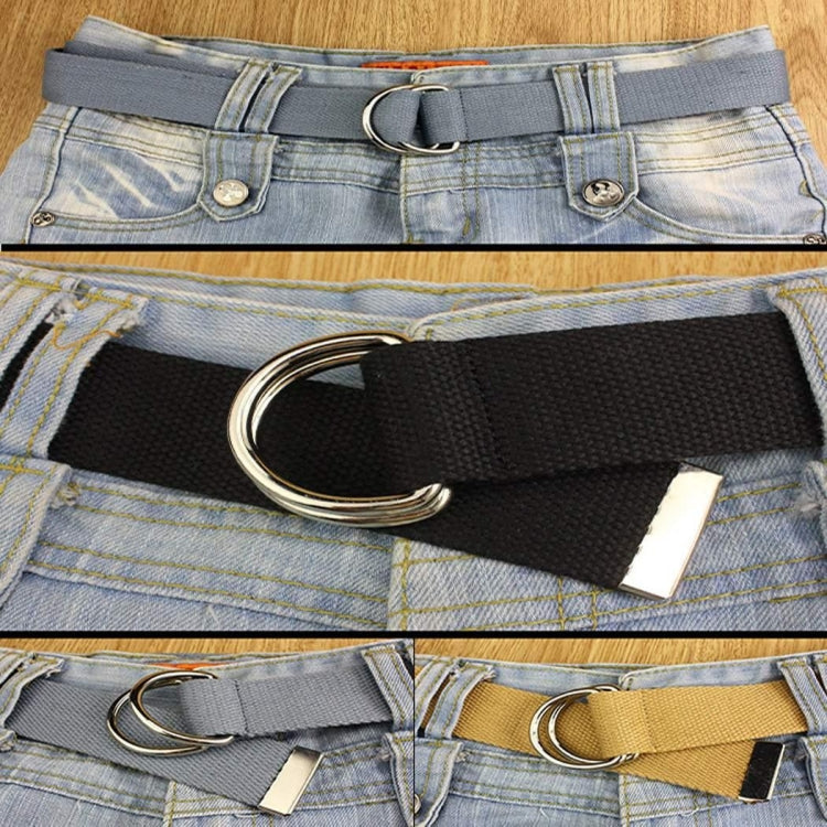 Unisex Canvas Waist Belts Double Rings Buckle Waistband Strap Belts Solid Casual Belt, 105 x 3.2cm