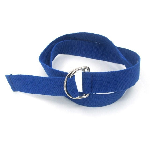 Unisex Canvas Waist Belts Double Rings Buckle Waistband Strap Belts Solid Casual Belt, 105 x 3.2cm