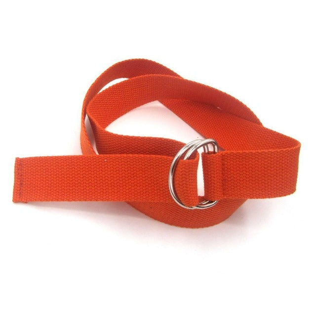 Unisex Canvas Waist Belts Double Rings Buckle Waistband Strap Belts Solid Casual Belt, 105 x 3.2cm