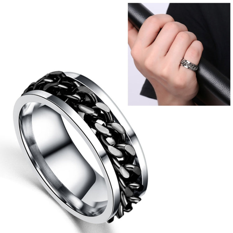 Punk Rock Stainless Steel Rotatable Chain Rings, 6, 7, 8, 9, 10, 11, 12