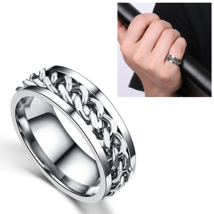 Punk Rock Stainless Steel Rotatable Chain Rings, 6, 7, 8, 9, 10, 11, 12