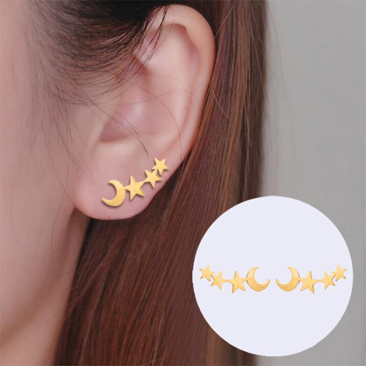 Simple Moon Star Stud Earrings for Women Birthday Gift Jewelry, Gold, Rose Gold, Silver